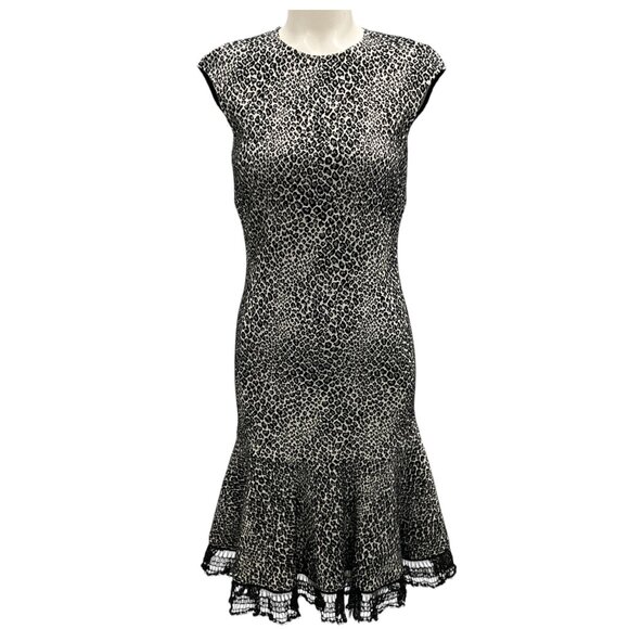 Behnaz Sarafpour Black / White Leopard Print Knit Dress